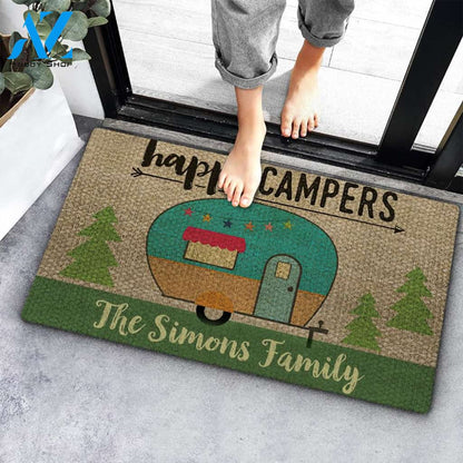 Happy Campers Personalized Camping Doormat Family Name Custom Doormat Camper Indoor Outdoor Home Decor Housewarming Gift Custom Welcome Mat