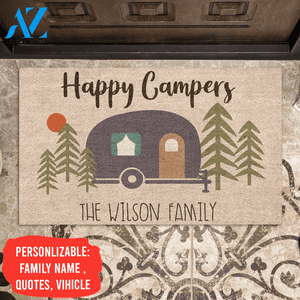 Happy Campers Personalized Doormat, New Home Gifts, Housewarming Gifts Camping Lover Gift Personalized RV Doormat, Camping Doormat AP