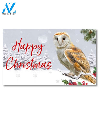 Happy Christmas Owl Doormat - 18" x 30"