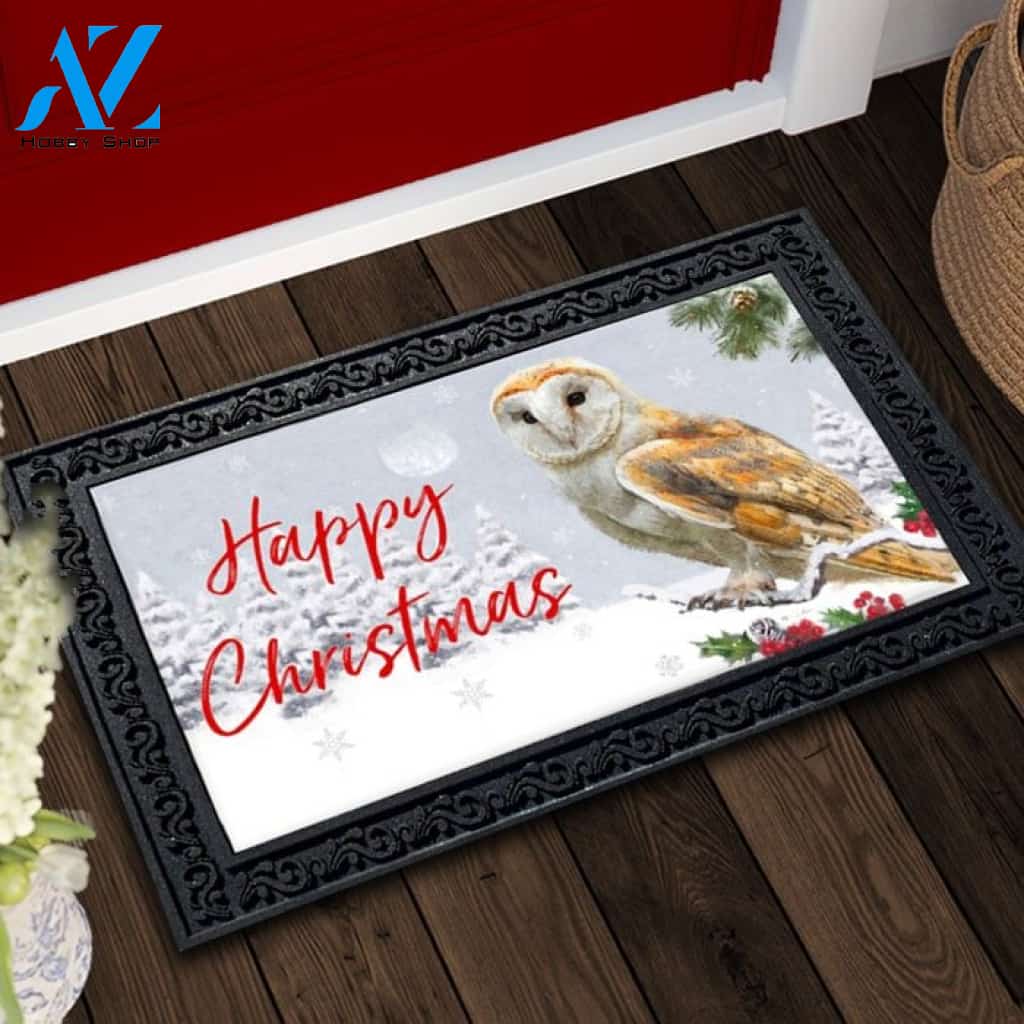Happy Christmas Owl Doormat - 18" x 30"
