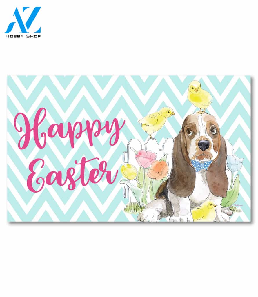Happy Easter Basset Hound Doormat - 18" x 30"