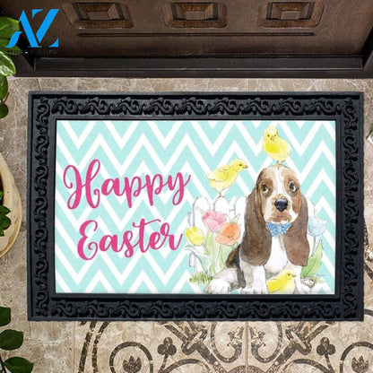 Happy Easter Basset Hound Doormat - 18" x 30"