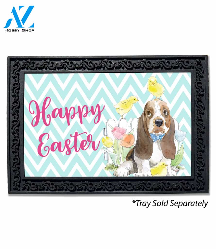 Happy Easter Basset Hound Doormat - 18" x 30"
