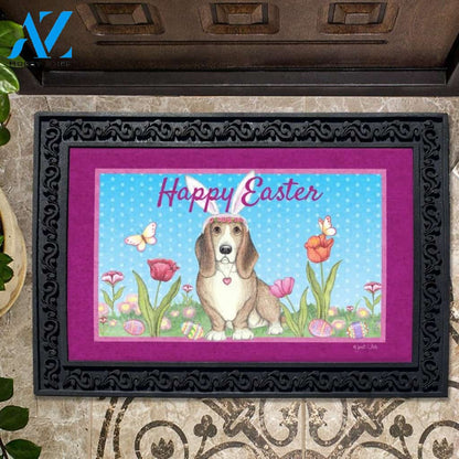 Happy Easter Basset with Ears Doormat - 18" x 30"