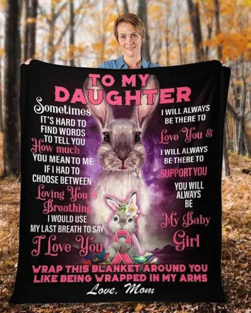 Happy Easter, Bunny Blanket, Gifts For Daughter, To My Daughter, Sometimes It's Hard Rabbit Fleece Blanket, Small (30x40in)