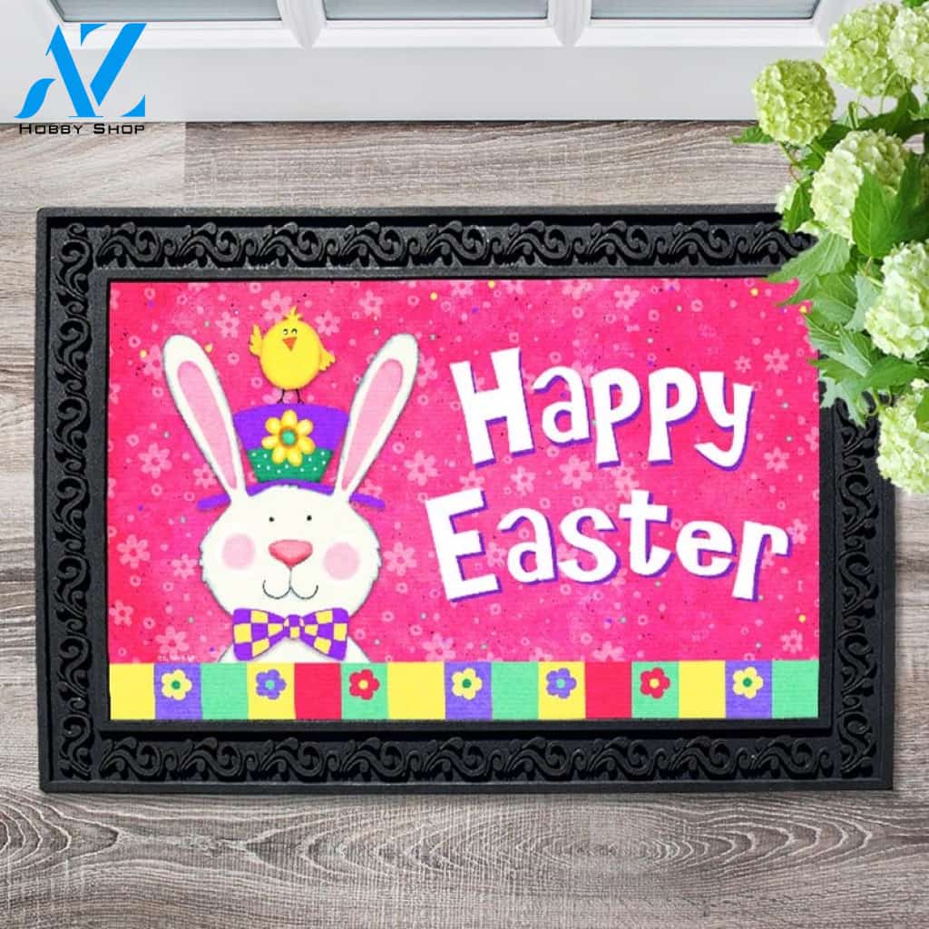 Happy Easter Bunny & Chick Doormat - 18" x 30"