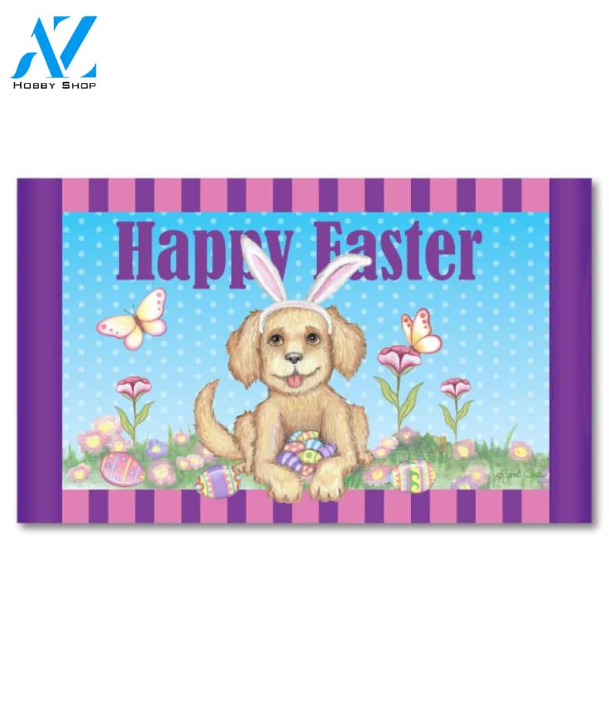 Happy Easter Bunny Ears Dog Doormat - 18" x 30"