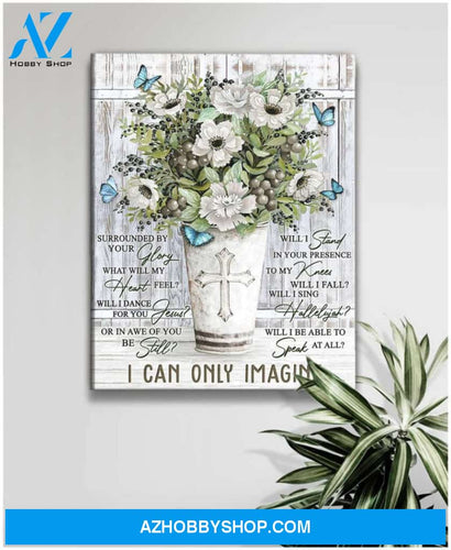 Happy Easter, Butterfly Canvas Wall Art, I Can Only Imagine Butterfly And Flower Canvas, Gift For Christian