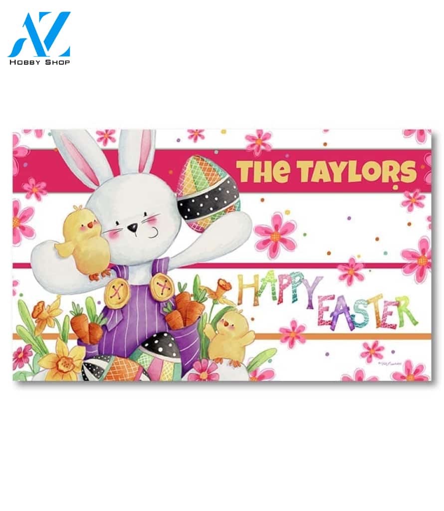 Happy Easter Fun Personalized Doormat - 18" x 30"