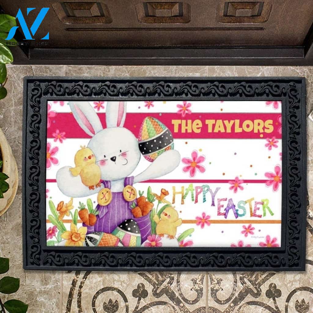 Happy Easter Fun Personalized Doormat - 18" x 30"