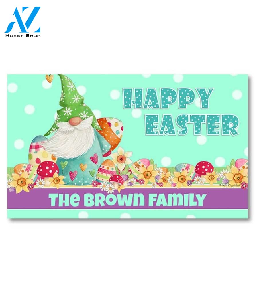 Happy Easter Gnome Personalized Doormat - 18" x 30"