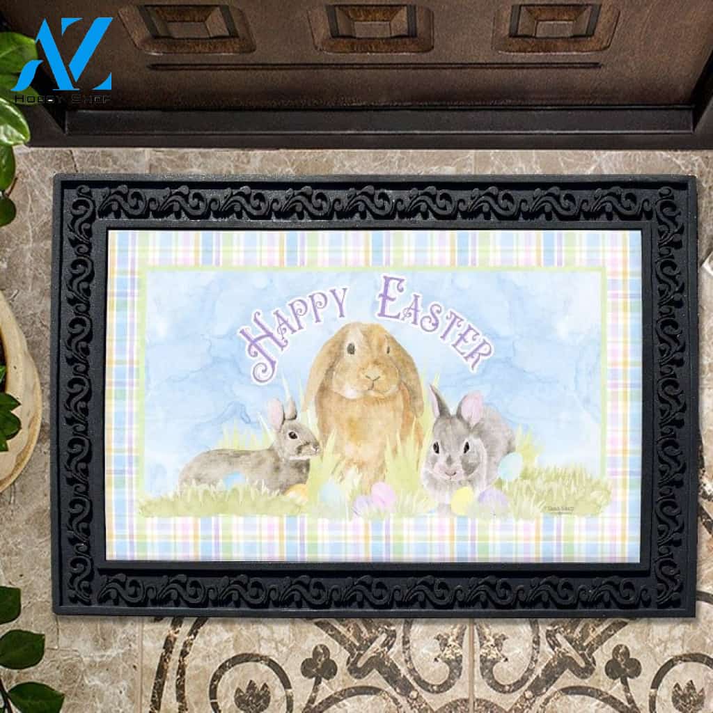 Happy Easter Pastel Bunnies Doormat - 18" x 30"
