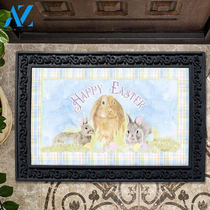 Happy Easter Pastel Bunnies Doormat - 18" x 30"