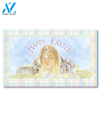 Happy Easter Pastel Bunnies Doormat - 18" x 30"