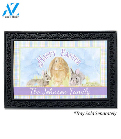 Happy Easter Pastel Bunnies Personalized Doormat - 18" x 30"
