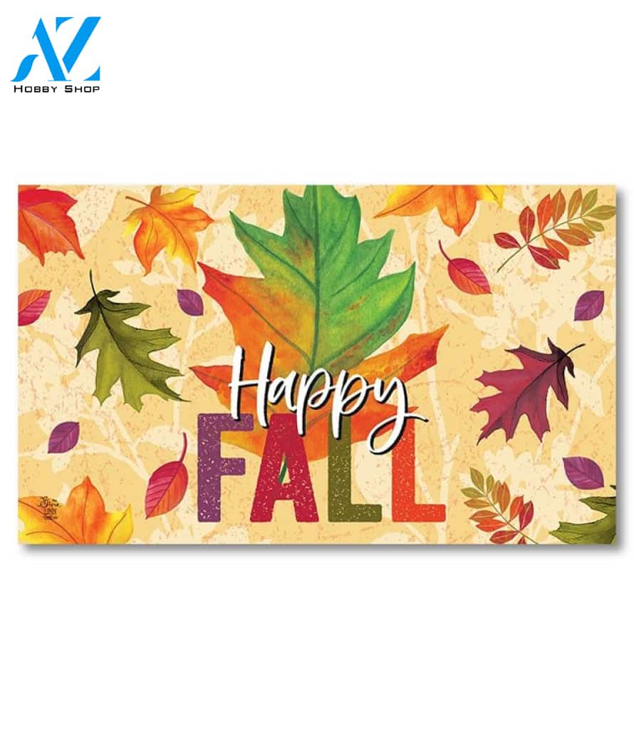 Happy Fall Autumn Leaves Doormat - 18" x 30"