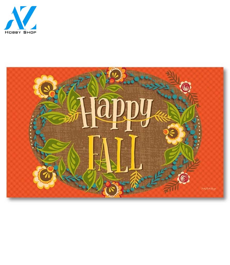 Happy Fall Flowers Doormat - 18" x 30"