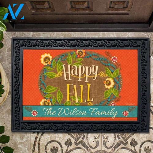 Happy Fall Flowers Personalized Doormat - 18" x 30"