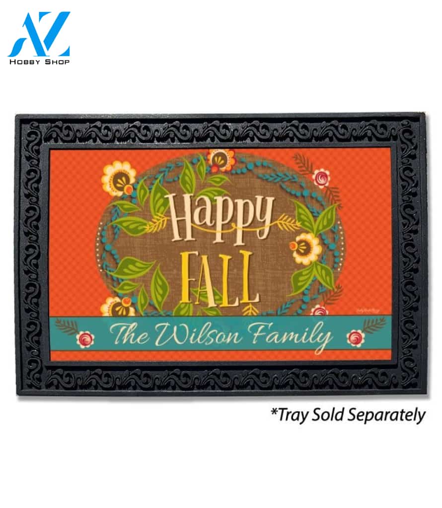 Happy Fall Flowers Personalized Doormat - 18" x 30"