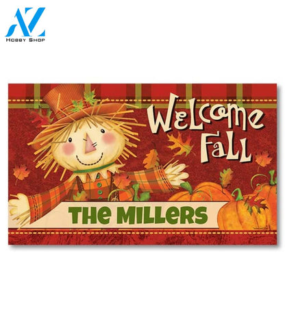Happy Fall Scarecrow Personalized Doormat - 18" x 30"