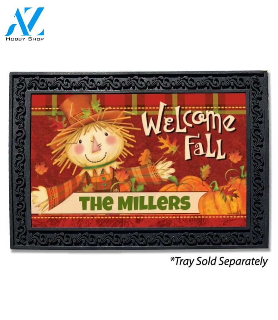 Happy Fall Scarecrow Personalized Doormat - 18" x 30"