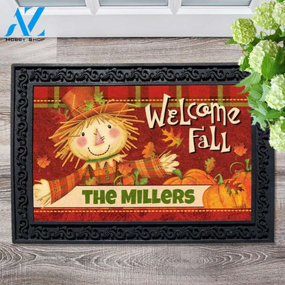 Happy Fall Scarecrow Personalized Doormat - 18" x 30"