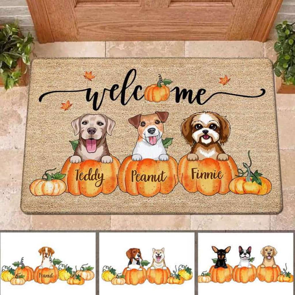 Happy Fall Season Dog Personalized Doormat