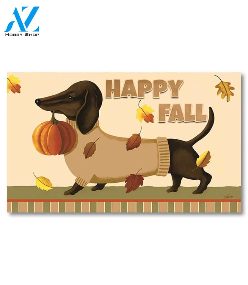 Happy Fall Sweater Dachshund Doormat - 18" x 30"