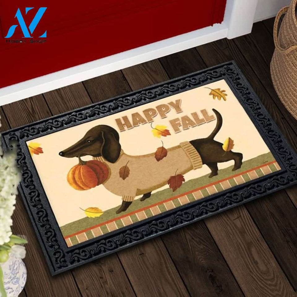 Happy Fall Sweater Dachshund Doormat - 18" x 30"