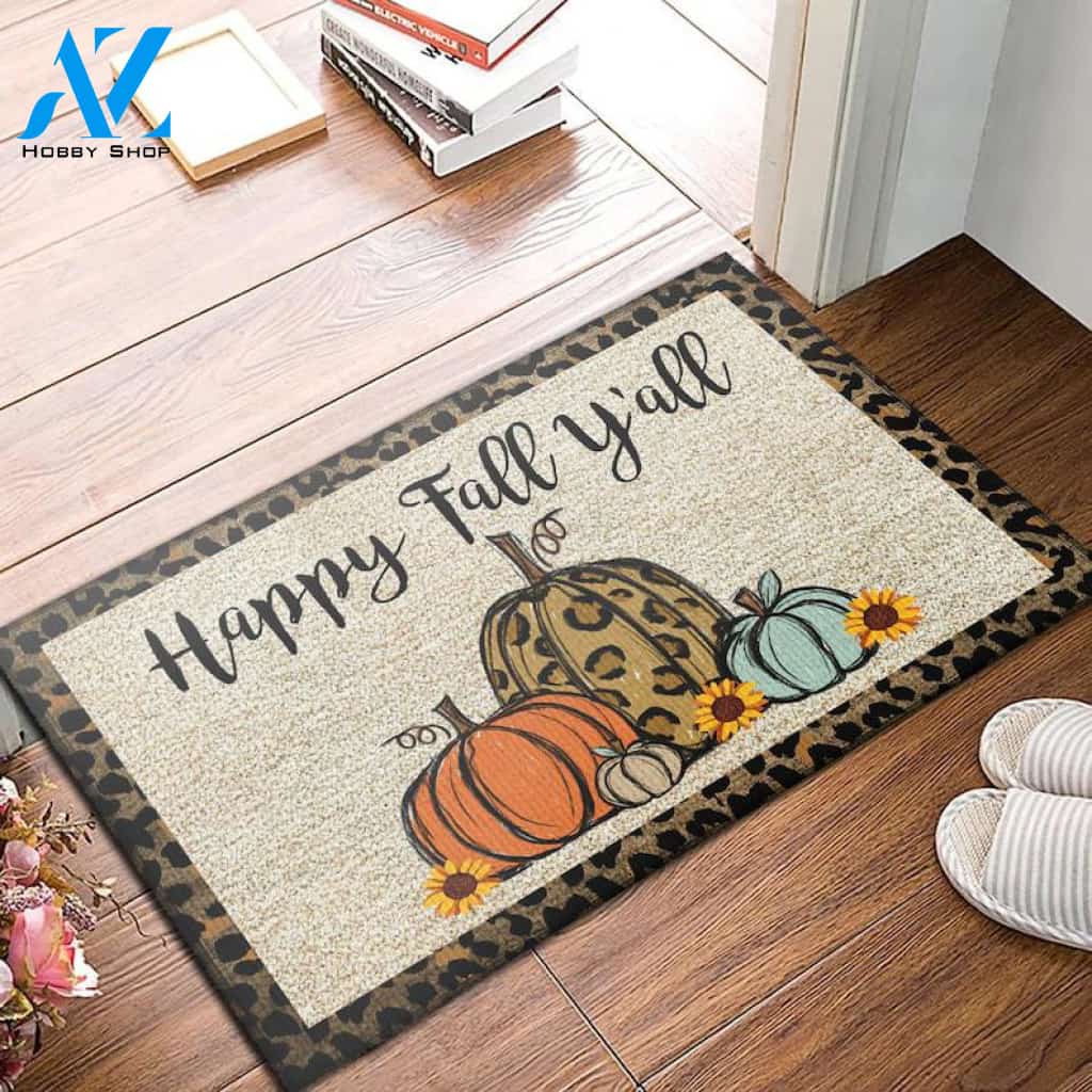 Happy Fall Y'all Doormat Pumpkins Thanksgiving Doormat Welcome Mat Housewarming Gift Home Decor Funny Doormat Gift For Thanksgiving Halloween Christmas