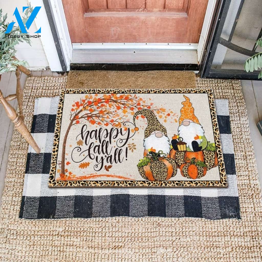 Happy Fall Y'all Gnomes With Pumpkin Thanksgiving Doormat Welcome Mat Housewarming Gift Home Decor Funny Doormat Gift For Thanksgiving Halloween Christmas