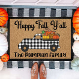 Happy Fall Y'all Old Truck Doormat, Gift For Fall Lover