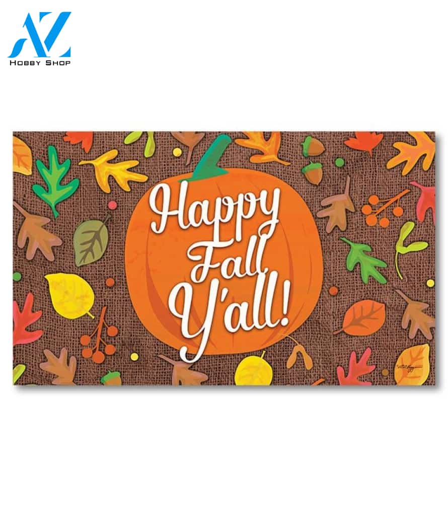 Happy Fall Y'all Pumpkin Doormat - 18" x 30"