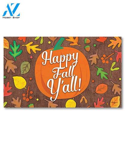 Happy Fall Y'all Pumpkin Doormat - 18" x 30"