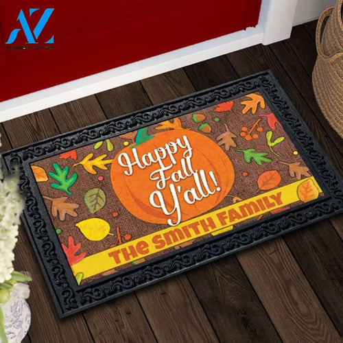 Happy Fall Y'all Pumpkin Personalized Doormat - 18" x 30"