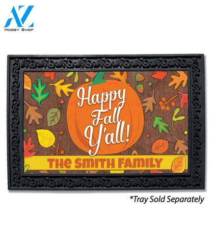 Happy Fall Y'all Pumpkin Personalized Doormat - 18" x 30"