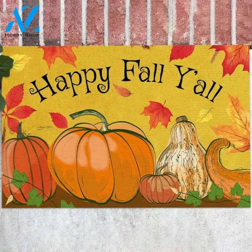 Happy Fall Y'all Pumpkins Thanksgiving Doormat Welcome Mat Housewarming Gift Home Decor Funny Doormat Gift For Thanksgiving Halloween Christmas