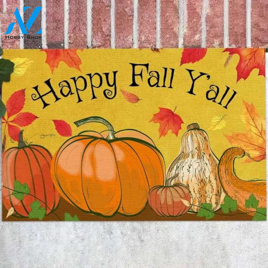 Happy Fall Y'all Pumpkins Thanksgiving Doormat Welcome Mat Housewarming Gift Home Decor Funny Doormat Gift For Thanksgiving Halloween Christmas