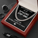 Happy Father's day To My Step Dad Necklace Gift | Thanks for putting up with my mom Cuban Link with Luxury Box from Step Daughter - Bonus Dad Father Gift LX132A