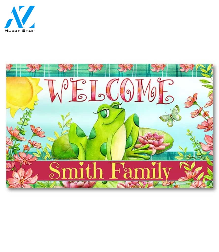 Happy Frog Personalized Doormat - 18" x 30"