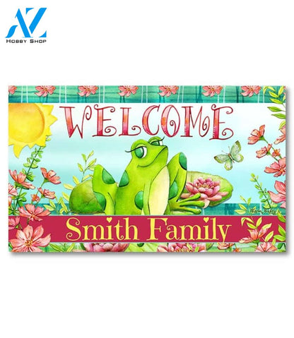 Happy Frog Personalized Doormat - 18" x 30"