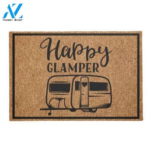 Personalized Name Family House Happy Glamper Camping Lover Gift Doormat Welcome Mat Welcome Mat House Warming Gift Home Decor Funny Doormat Gift Idea