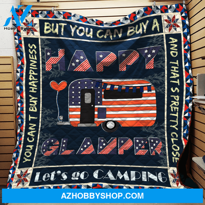 Happy Glamper For Independence Day Fleece Blanket