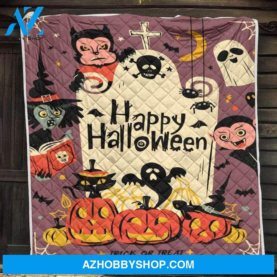 Happy Halloween All Over Print Blanket, Pumpkin Blanket, Gift For Family & Friends Birthday Gift Home Decor Bedding Couch Sofa Soft