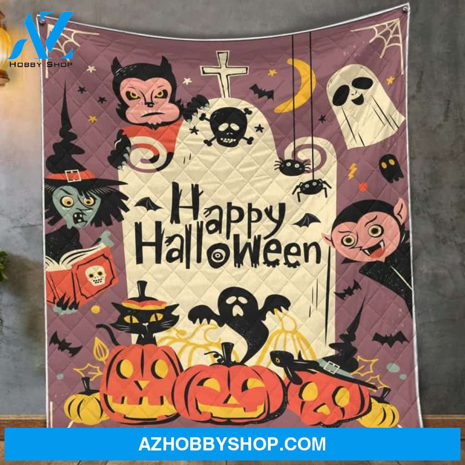 Happy Halloween All Over Print Blanket, Pumpkin Blanket, Gift For Family & Friends Birthday Gift Home Decor Bedding Couch Sofa Soft