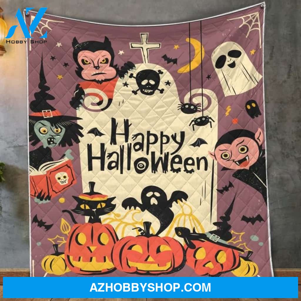 Happy Halloween All Over Print Blanket, Pumpkin Blanket, Gift For Family & Friends Birthday Gift Home Decor Bedding Couch Sofa Soft