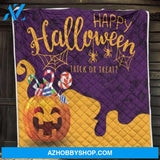 Happy Halloween All Over Print Fleece Blanket, Trick Or Treat Blanket, Gift For Family & Friends Birthday Gift Home Decor Bedding Couch Sofa Soft