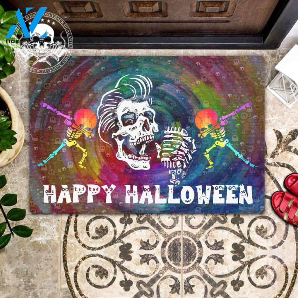 Happy Halloween Band Skull Doormat