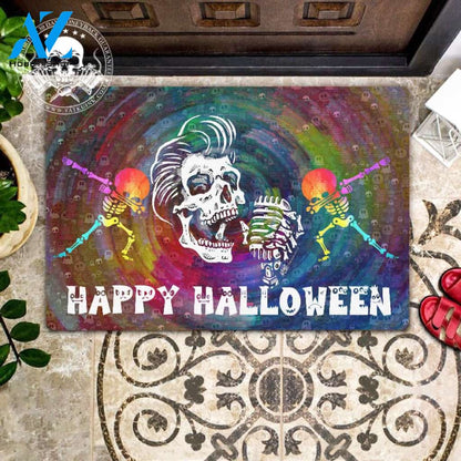 Happy Halloween Band Skull Doormat