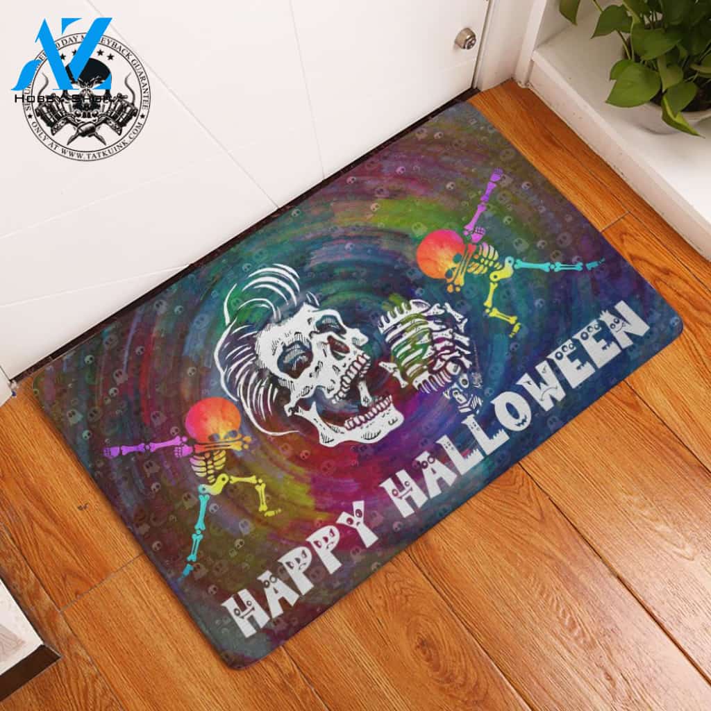 Happy Halloween Band Skull Doormat